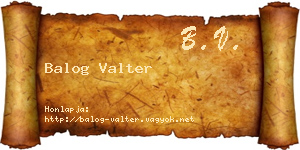 Balog Valter névjegykártya